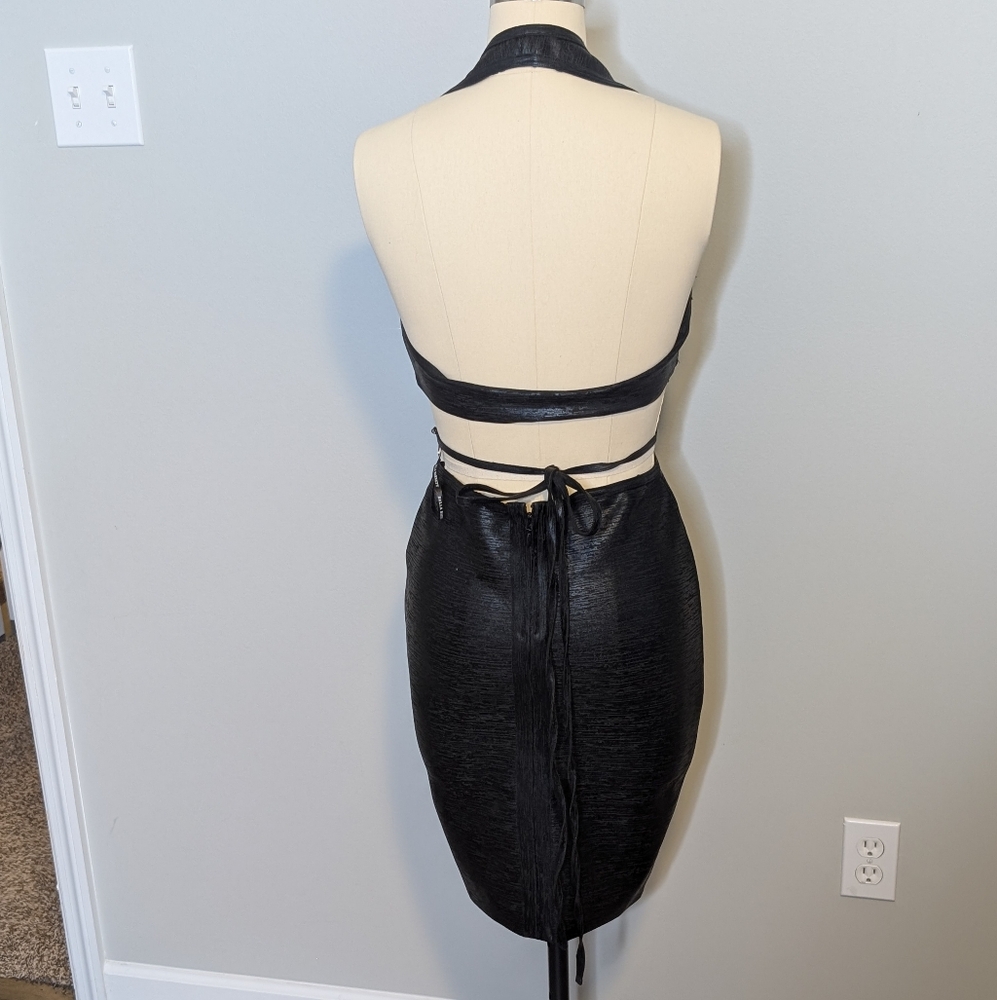 Bella Barnett Black Backless Halter Bandage Mini Sexy Dress‎ Size Medium M - Picture 4 of 11